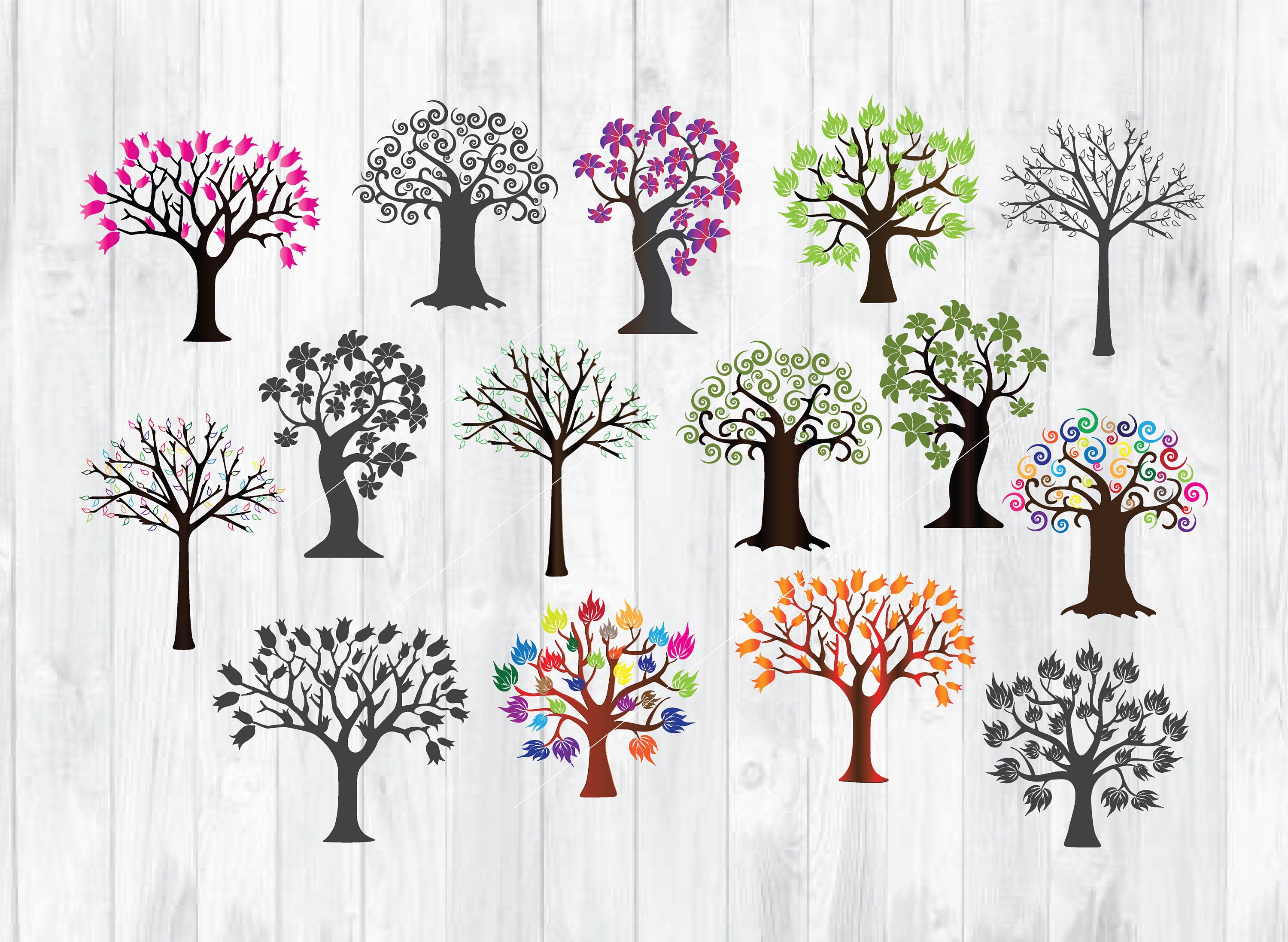 Tree Svg Tree Sticker Tree Clipart Tree Vinyl Decal Svg Etsy Images