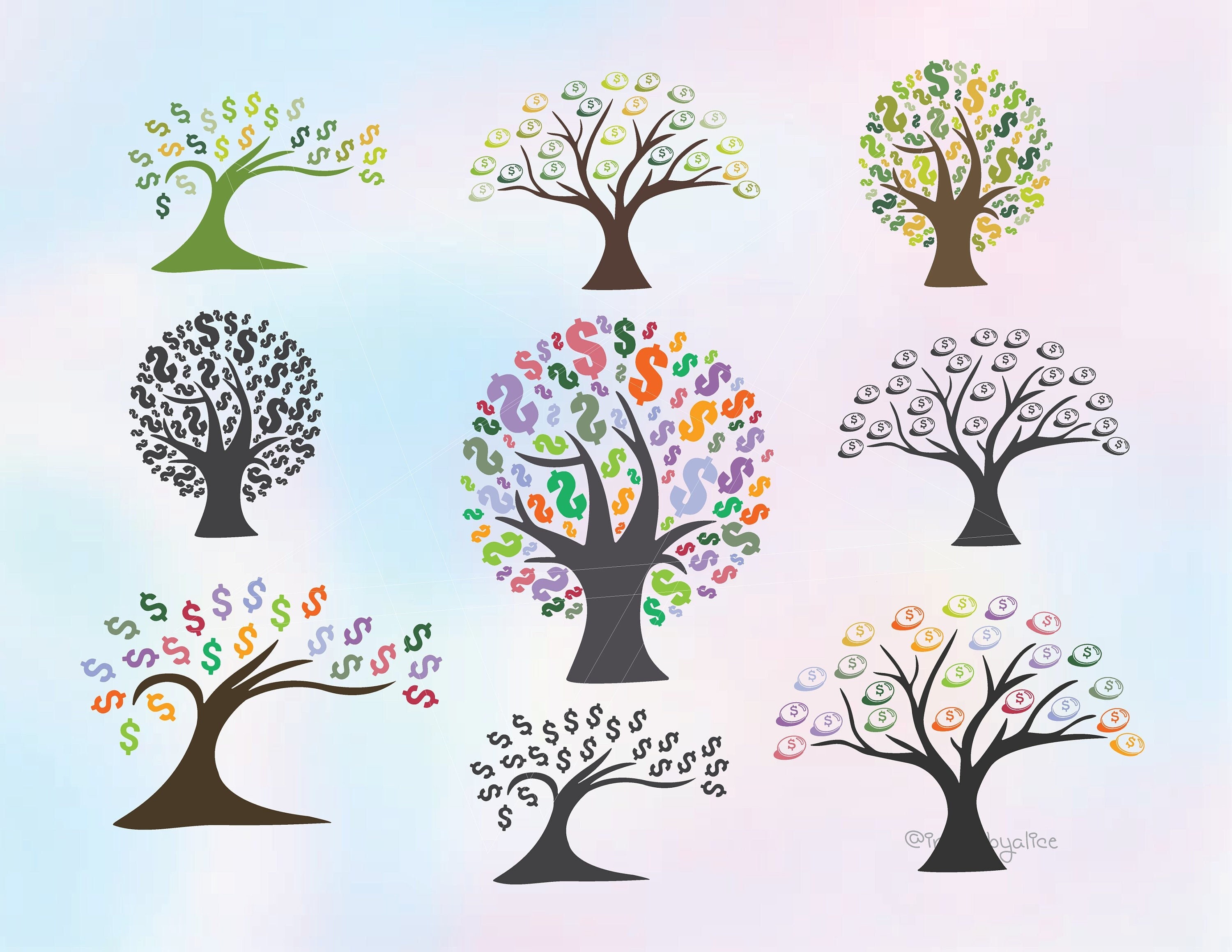 Money Tree SVG, Tree Sticker, Tree Clipart, Tree Vinyl Decal ...