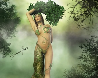 Mother Nature Art, Dryad, Tree Nymph, Mythology, Fantasy Art, Tree Art, Goddess Art, Pagan Art, Wiccan Art - "Mother Dryad" by Summer Rae