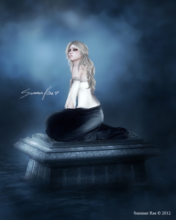 Gothic Art Print, Fantasy Art, Ethereal Art, Haunted, Ghost, Spooky Art, Supernatural Art, Spirit Art, Pale Girl - "Castaway" by Summer Rae