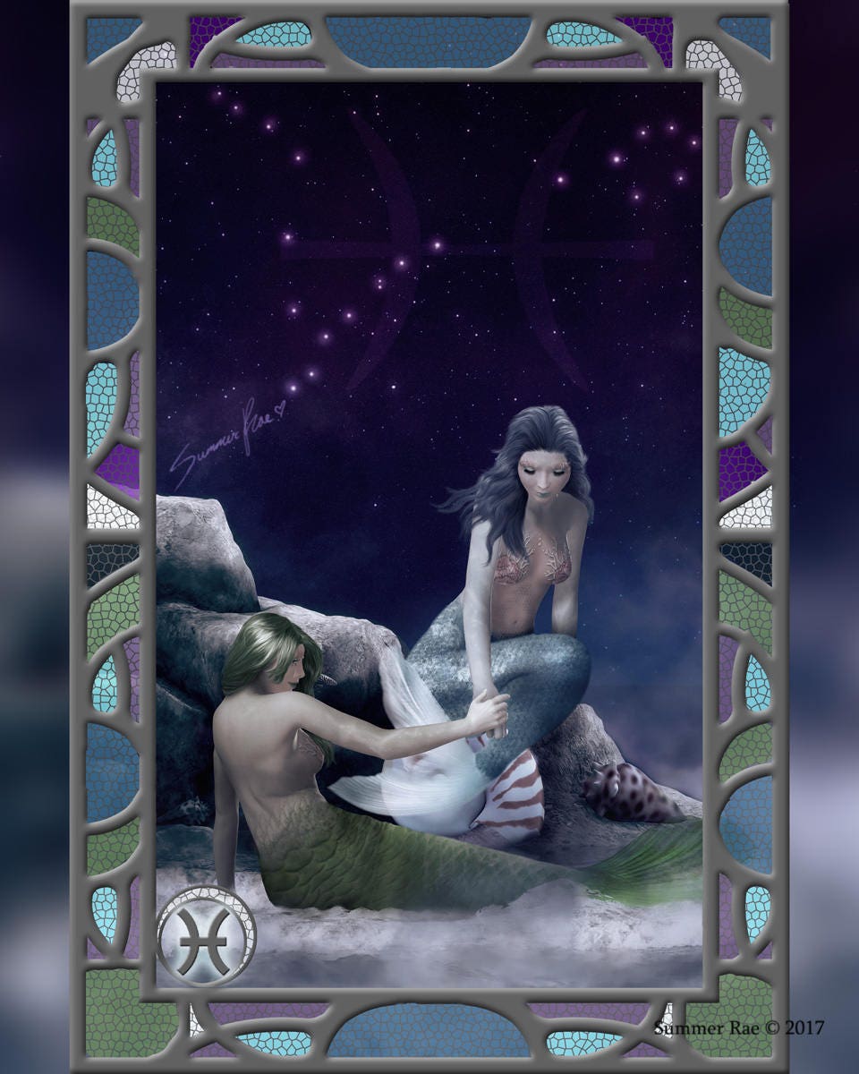 Zodiac, Astrology Art, Home Decor - "Pisces" by Summer Rae