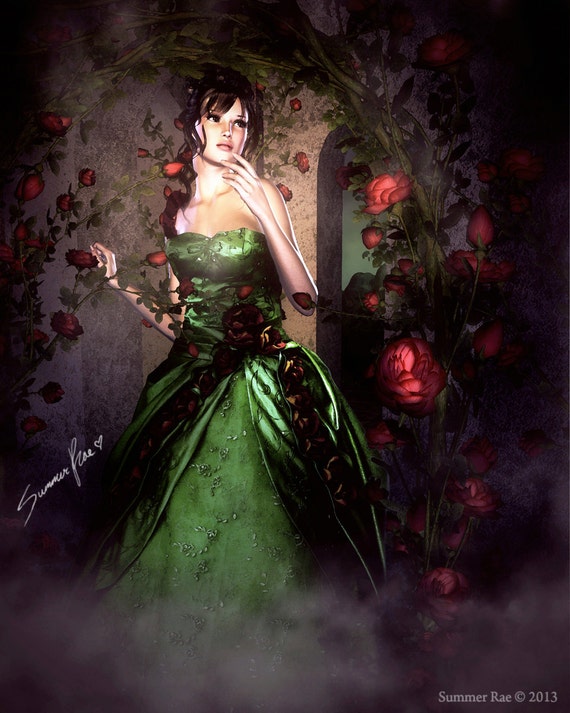 fantasy princess dress art Rose Art, Garden Art, Fantasy Art, Whimsical Art, Purple, Green, Flower  Art, Roses, Princess Art