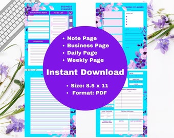 Planner  Pages -Purple and Blue Passion Planner Pages - Instant Download