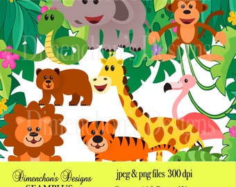 zoo animals clipart etsy