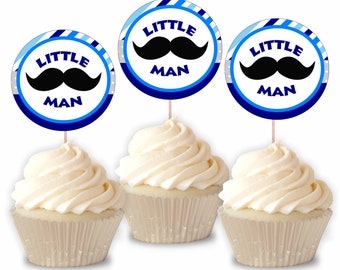 Little Man Party Cupcake Toppers