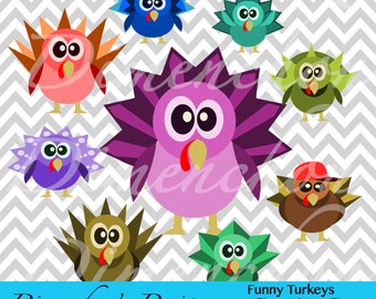 Funny Turkeys (Clipart)