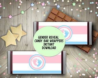 Gender Reveal Candy Bar Wrappers Instant Download