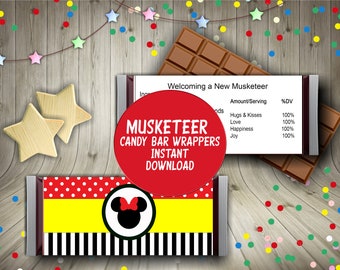Minnie Mouse Nuevo Mosquetero Baby Shower Candy Bar Wrapper
