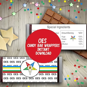 OES Order of the Eastern Star Candy Bar Wrappers Instant Download