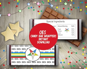 OES Order of the Eastern Star Candy Bar Wrappers Instant Download