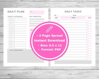 Pink and Pretty Planner Pages (2 Pages) - Instant Download