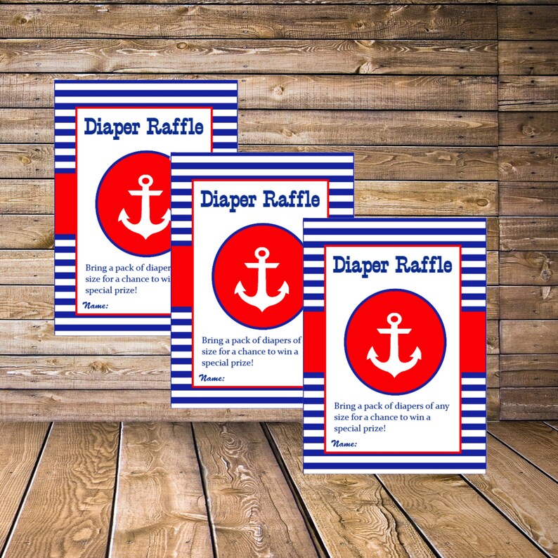 Ahoy It's a Boy Nautical Baby Shower Diaper Raffle Tickets image 1