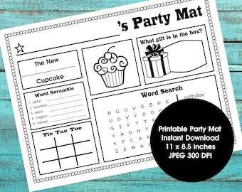 Party Activity Sheet or Placemat (INSTANT DOWNLOAD)