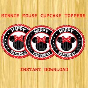 Minnie Mouse DIY Cupcake or Cakepop Toppers RED