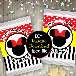 Minnie Mouse Mini Chip or Treat Bag New Musketeer Theme (Baby Shower)