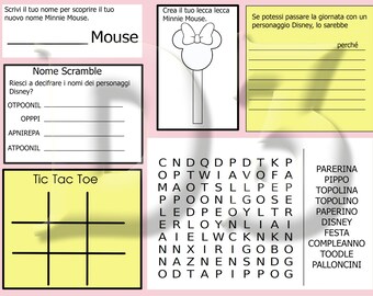 Foglio attività Minnie Mouse Tovaglietta per feste DESCARGAR IMMEDIATO