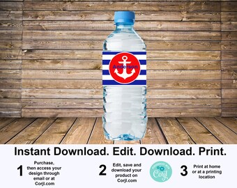 ¡Ahoy! ¡Es un niño! Etiqueta de botella de agua: Personalizar, descargar e imprimir.