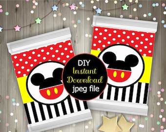 Mickey Mouse Chip of Treat Bag Design Instant Download.