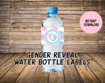 Gender Reveal Water Bottle Label Instant Download