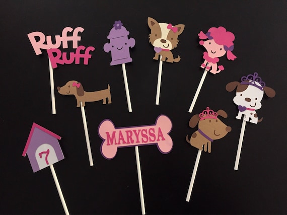 12Puppy Cupcake Toppers; Girl Puppy Party; Puppy Theme Party; Girl Dog party; Princess Puppy Party; Dog Decorations; Poodle Party; Puppy Il_570xn