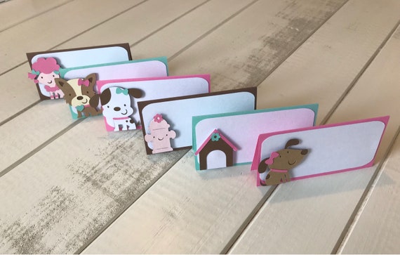 12 Puppy Food Tents; Puppy Place Cards; Puppy Party Decorations; Dog Party Decorations; Pink Puppy; Puppy Theme Decor Il_570xn
