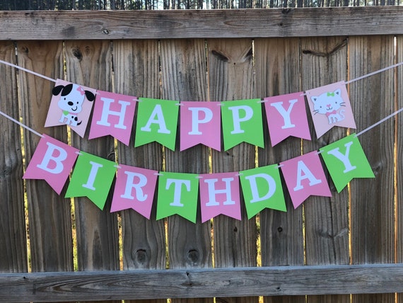 Girl Puppy banner; Puppy and Kitten banner; Puppy Happy birthday banner; Puppy decorations; Girl Puppy party; Puppy Birthday; Dalmation Il_570xn
