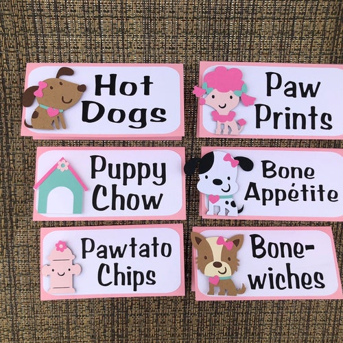 12 Puppy Food Tents Puppy Place Cards Puppy Party Etsy