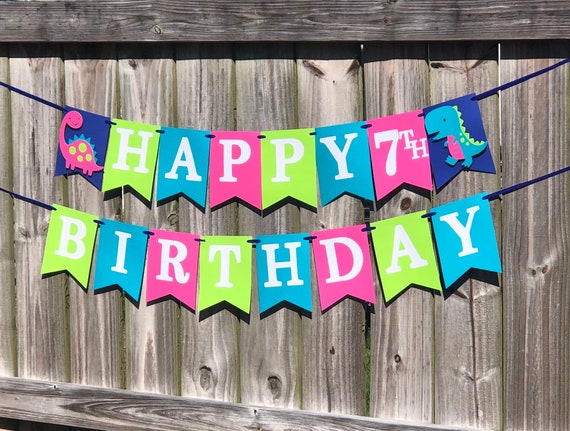 Girl dinosaur Banner, Dinosaur Happy birthday, Cake Smash Pictures, Dinosaur Party, Dinosaur Party Decoration, Dinosaur Theme Birthday Il_570xn