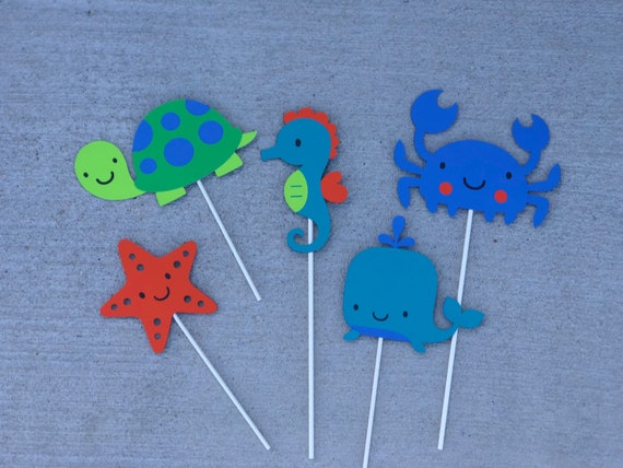 Set of 5 Ocean Centerpiece Stick, Ocean birthday, Ocean party, Under the Sea Birthday, Under the Sea Party; Il_570xn