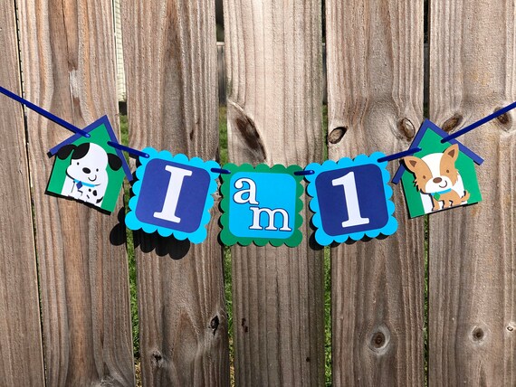 Puppy theme Highchair Banner, Puppy I am 1 Banner; Puppy 1st Birthday; Puppy Smash Cake; Puppy Photo Prop; Puppy Decorations; Puppy Party Il_570xn