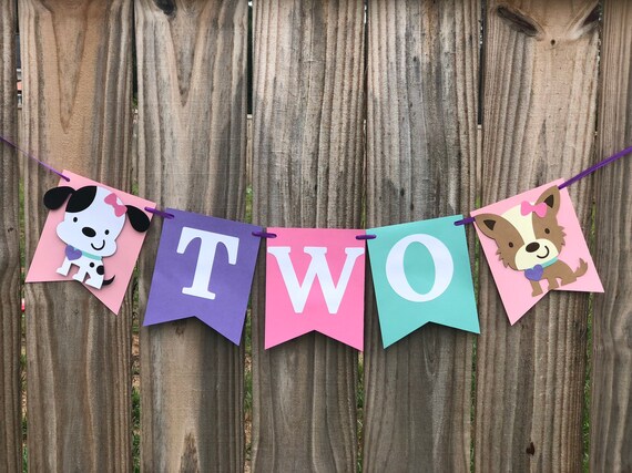 Girl Puppy banner; Birthday banner; Puppy Happy birthday banner; Puppy decorations; Girl Puppy party; Puppy Birthday; Dalmation Banner Il_570xn