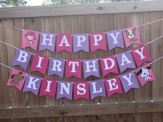 Girl Puppy banner; Birthday banner; Puppy Happy birthday banner; Puppy decorations; Girl Puppy party; Puppy Birthday; Dalmation Banner Il_570xn