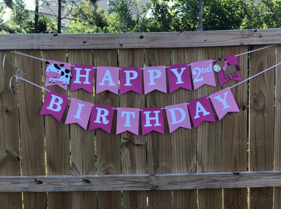 Girl Farm banner; Barnyard banner; Farm Happy birthday banner; Farm decorations; Girl Barnyard party; 1st BIrthday; Farm Photo Prop Il_570xn