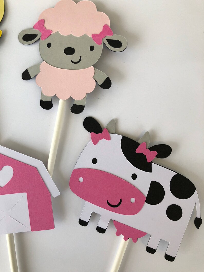 Girl Farm Cupcake Toppers Girl Barnyard Cupcake Toppers Girl Etsy