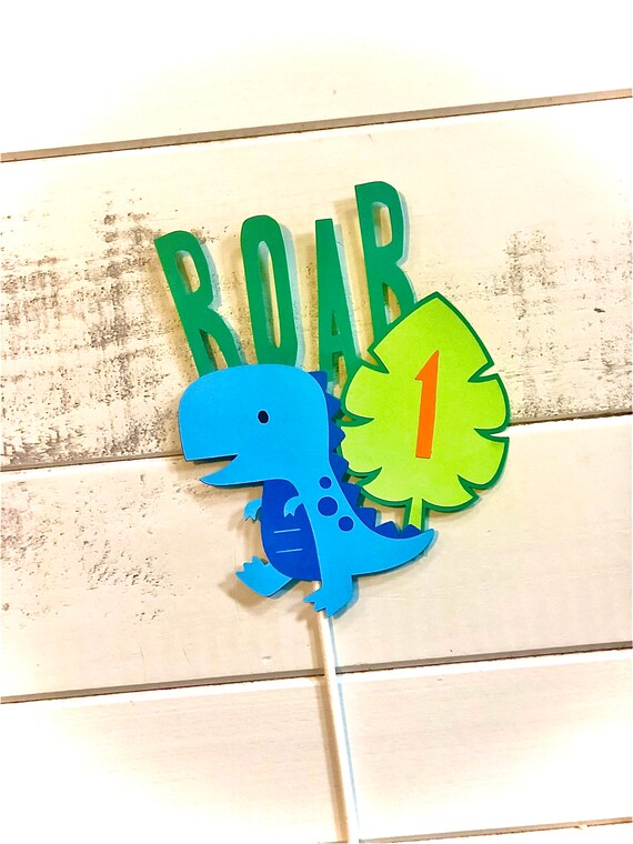 Dinosaur Cake Topper; Dinosaur BIrthday Party; Dinosaur Cake Decoration; Dinosaur Theme; Orange Dinosaur; ROAR Cake Topper; Dino Party Il_570xn