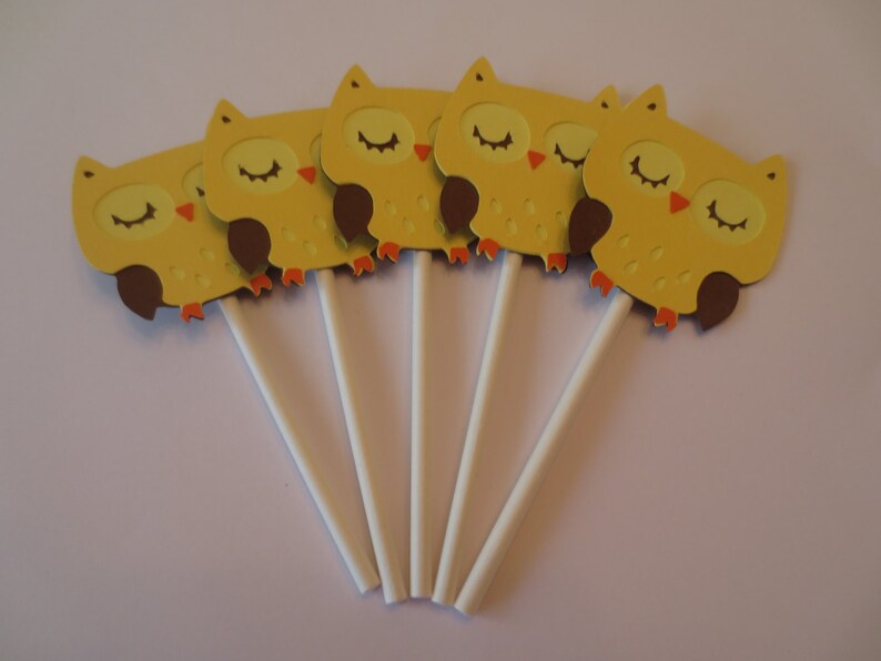 12 Pink Girl Owl Cupcake Toppers Etsy