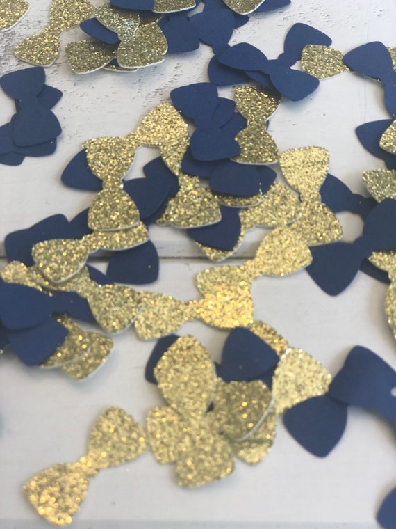 Bowtie Confetti; Little Mister; Gold and Navy; Bowtie Table Decor; Mr ONEderful; Little Man; Baby Boy; Boy Baby Shower; Boy 1st Birthday; Il_570xn
