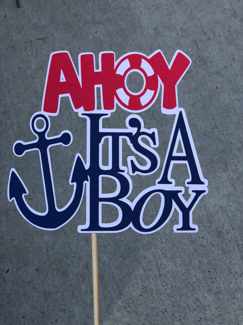 Ahoy Its a Boy Banner Nautical Banner Navy and Red Nautical | Etsy