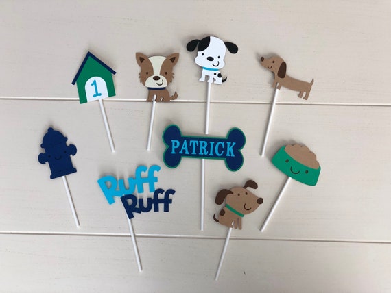 12 Puppy Cupcake Toppers; Puppy theme party; Puppy party; Boy puppy birthday party; Puppy decorations; Dog party; Dog theme decorations Il_570xn