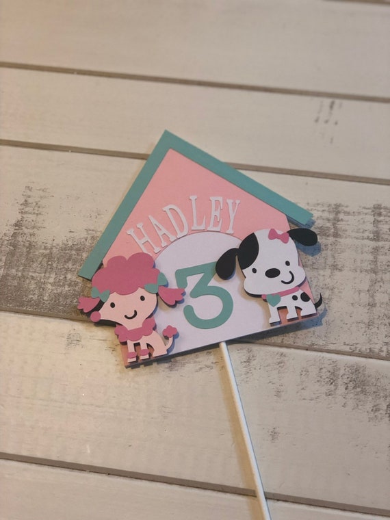 Girl Puppy Cake Topper; Dog Cake Topper; Girl Doggy Cake Topper; Girl Puppy Birthday; Puppy Baby Shower; Custom Cake Topper; Puppy Party; Il_570xn