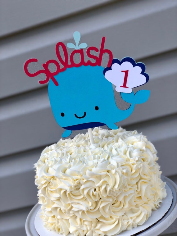 Whale Cake Topper; Nautical BIrthday Party; Whale Cake Decoration; Whale Theme; Splash Cake Topper; 1st Birthday; Nautical Cake Smash Il_570xn