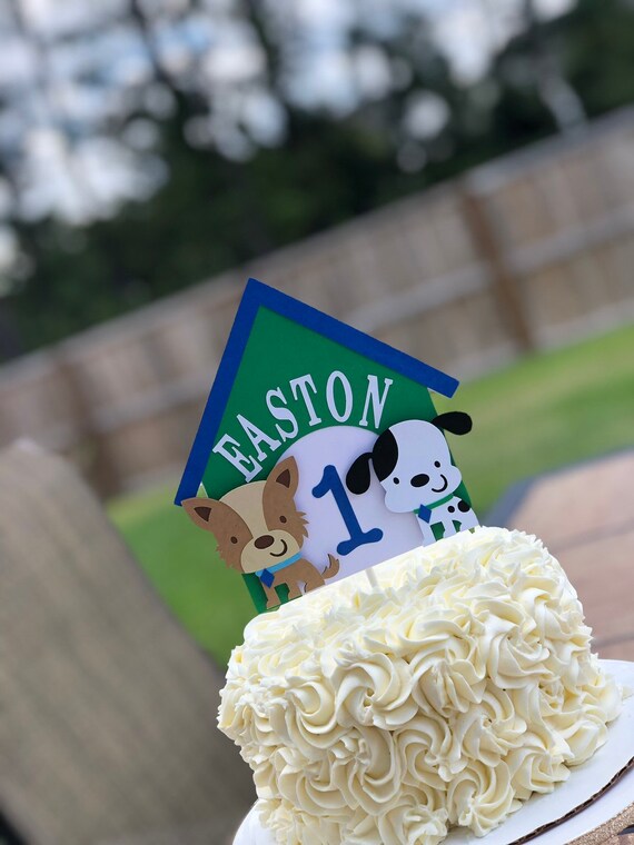 Boy Puppy Cake Topper; Dog Cake Topper; Boy Doggy Cake Topper; Boy Puppy Birthday; Puppy Baby Shower; Custom Cake Topper; Puppy Party; Il_570xn