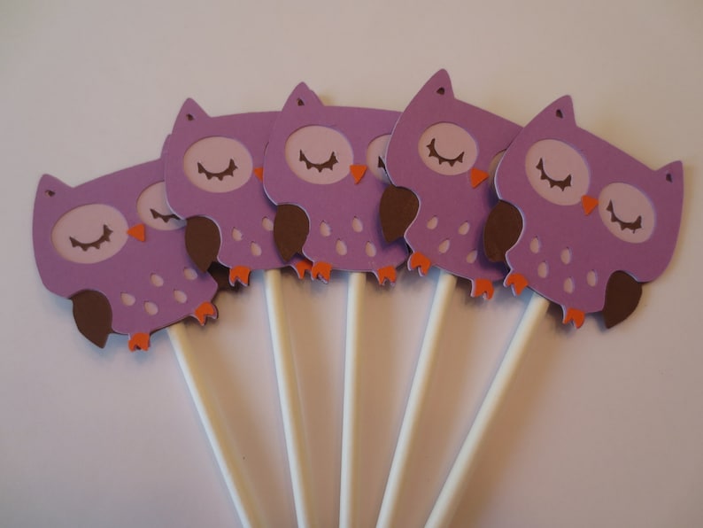12 Pink Girl Owl Cupcake Toppers Etsy