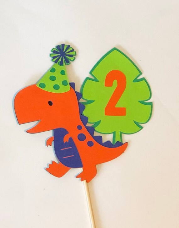 Dinosaur Cake Topper; Dinosaur BIrthday Party; Dinosaur Cake Decoration; Dinosaur Theme; Orange Dinosaur; ROAR Cake Topper; Dino Party Il_570xn