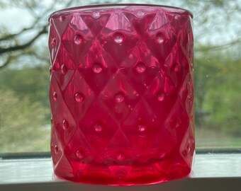 Hand Painted Candle Holder, Red Rouge Transparent Glass, Gifts Under 25, Murano Style Glass Candle, Unique Candle Holder, Red Candle Holder