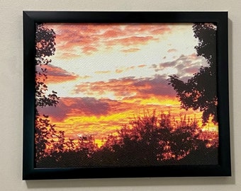 Sunset On Canvas, Tennessee Sunset, Framed Sunset Art, Rural Sunset Decor, Gifts Under 35, Sunset Lover Gifts, Unique Sunset Photo