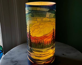 Northern Lights Vase, Aurora Borealis Night Light, Stain Glass Look,  Northern Lights Gifts, Under 35, Decoupaged Vase, Aurora Borealis Vase