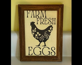 Farm Fresh Eggs, Rustic Farm Fresh Eggs, Chicken Signs, Rustic Farmhouse Sign, Chicken Egg Art, Rustic Farmhouse Wall Art, Gifts Under 20