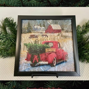 Red Truck Farmhouse, Red Truck Gifts, Farmhouse Red Truck, Red Truck, Red Truck Christmas Decor, Rustic Red Truck Decor, Gifts Under 35