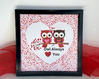 Owl Couple Framed Art, Couples Gifts, Cute Owl Couple, Owl Always Love You, Gifts Under 25, Valentines Day Couple, Anniversary Gifts